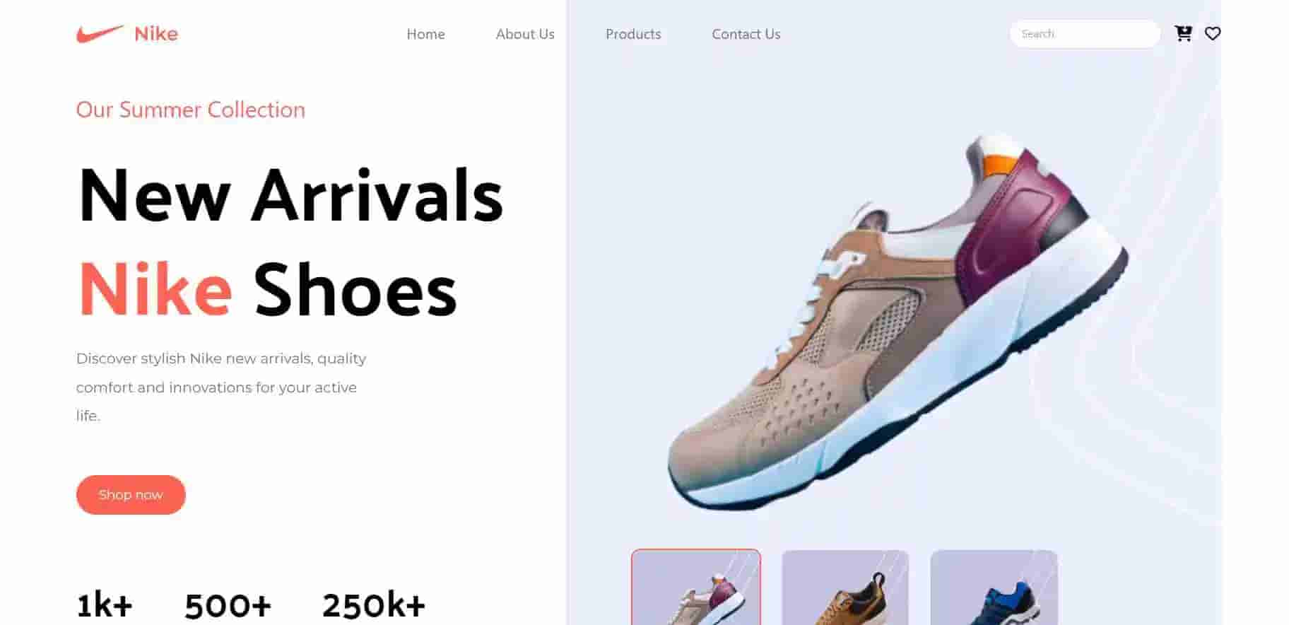 screen shot of nike website
